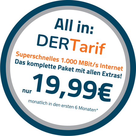 DERTarif_19,99 € für 1.000 MBit/s - 6 Monate tesetn